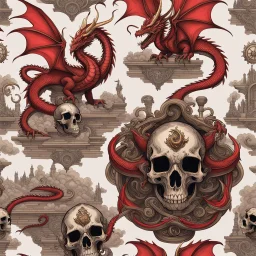 Dragons, Fire and Smog, Skull, Gothic, Steampunk, Universum,