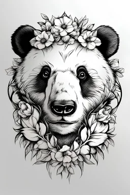 bear panda in flower tribal design