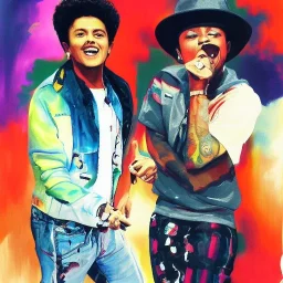 Painting of Bruno mars and Anderson paak