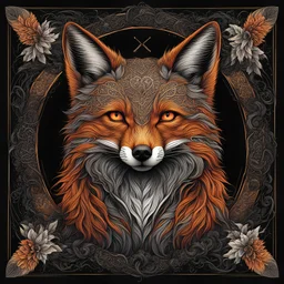 fox I centered | symmetrical | key visual | intricate | highly detailed | iconic | precise lineart | vibrant and natural all round colors | comprehensive cinematic | very high resolution | sharp focus | poster | no watermarks I plain black background I image to fit within the square