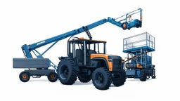 a generic Boom-lift, tractor and scissor-lift on a white background. Smooth vector