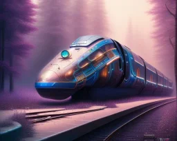 stunning hyperdetailed futuristic train; meticulously hyperdetailed train :: beautiful natural lighting :: fantasy mixed media :: By James Jean digital painting, digital illustration, extreme detail, digital art, 4k, ultra hd