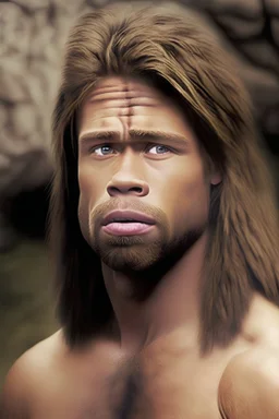 Brad Pitt as a neanderthal family member