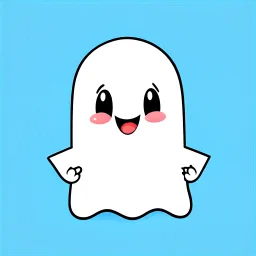 An icon that features a cute and happy ghost. That holds a big pile of papers in its hands. No background. Transparent background. Cute. Icon. Logo. Drawing. SVG.