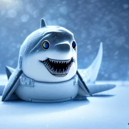 snow shark made of snow