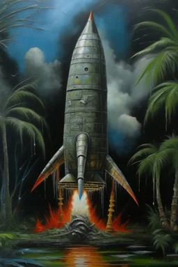 crocodile rocket design competiton, prize winning oil painting