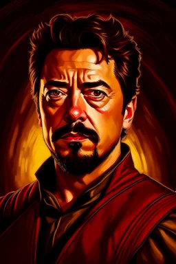Portrait of Tony Stark, from Marvel comics, Caravaggio style