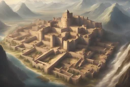 Cidades antiga perto de montanhas, inspiração game of trones