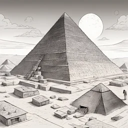 a giza pyramids inking comic art cat-eye view