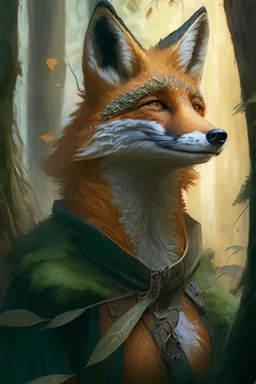 detailed portrait of a fox in a forest illustrator, by justin gerard and greg rutkowski, digital art, realistic painting, dnd, character design, trending on artstation