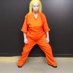 female prisoner, hyper realistic, orange jumpsuit, blonde hair