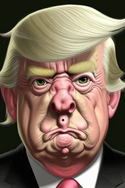 president donald trump as a sad ugly pig