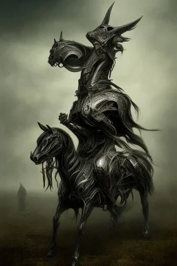 sauron on horse by h r Giger, dystopian surrealism, dark horror fantasy, hdr, demonic, dark art