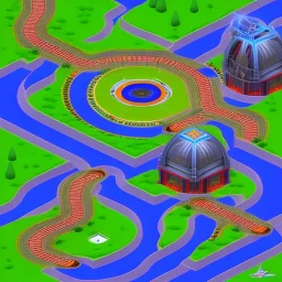 isometric racetrack spiraling up and then going back down and connecting with the start