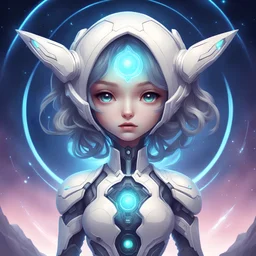 Awakened Gaia in cute futuristic art style