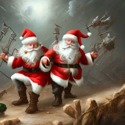 great battle santas fighting against elves