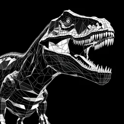 Tyrannosaurus Rex, Abstract, Minimal, Transparent Background, Black and White, Extra Bold Lines, Ignore Details, No Shadows, 2D
