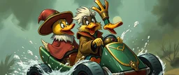 gokart mozart duck and bewildered frodo looks beyond really powerful, fantasy illustration