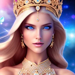 Full body Princess, sexy woman blondie, make up, beautiful smiling face,blue eyes, beautiful place,amazing, flowers, colors, blue and pink butterfly, realistic, photo real, stars night, detailed, high contrast, 8k high definition, unreal engine 5, extremely sharp detail, light effect, light background