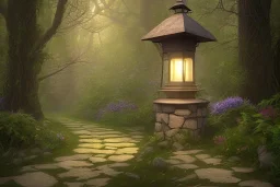 wooded stone lantern path