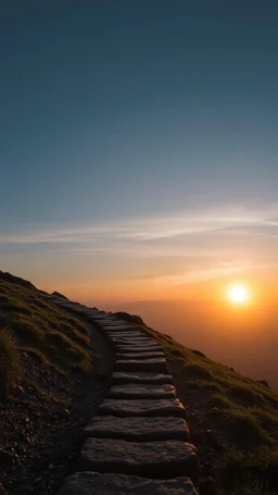 narrow black stone path above the ground