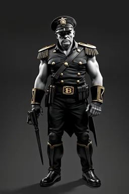 colonel bad ass ranked in 1950, full body, obvious