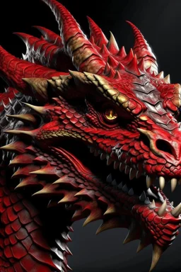 Ultra realistic photograph of red dragon's head