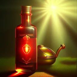 sunlight shining through a red healing potion