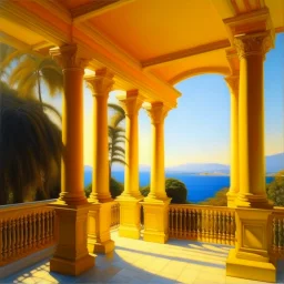 Neoclassicism realistic yellow orange cote d'azur sea