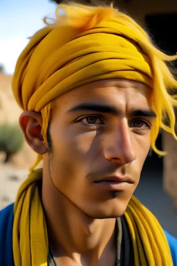 A young moroccan man with yallow hair in nepton