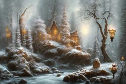 RIVER ROCK FOREST WINTER LANTERN