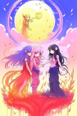 Yakın iki arkadaş pembe ve mor