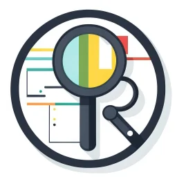 round svg logo charts magnifier