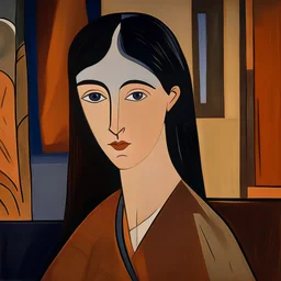 una mujer en primer plano al estilo Amedeo Modigliani