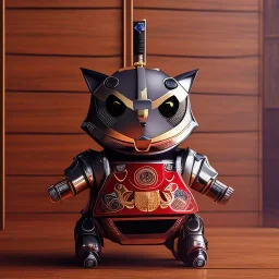 beautiful smooth realistic Japanese samurai robot cat body, run on dark cosmos background, cat еye, extremely sharp detail, finely tuned detail, ultra high definition, 8 k, unreal engine 5, ultra sharp focus, accurate sword wings, positive smile