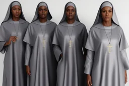4 suore africane con tunica grigia figura intera