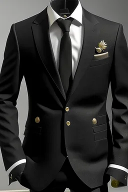 Man's blazer black jacket with brilliant cufflinks