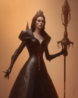 evil queen in leather gown with whip in her hand, 8k resolution concept art portrait by Greg Rutkowski,