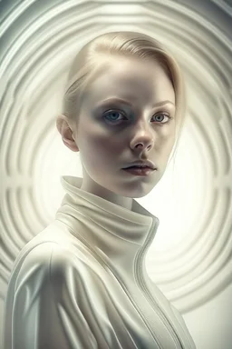 Portrait, woman, no air, creamy colors, futuristic