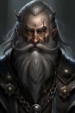 Saintly gothic dwarf with silver beard revenant dark veins