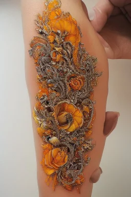 female, orange and yellow tones, insanely detailed and intricate, hypermaximalist, elegant, ornate, hyper realistic, super detailed, by Pyke Koch