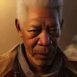 Morgan Freeman steam punk character very detailed cinematic unreal engine photo realistic