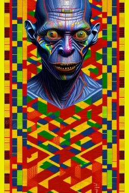 smeagol in Kente, cinematic, ghana colours, african pattern, engraved, high detail