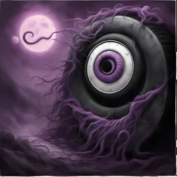 "Beast About", Lets get higher Tie one on and burn a tire Drag you back to wake me up, by Anton Semenov, by Stephen Gammell, by Victor Pasmore, Blackgaze album cover illustration, scary purple and lavender complimentary shades, octane render, by Wes Benscoter, gritty, weird, volumetric lighting, purple metal, abstract images