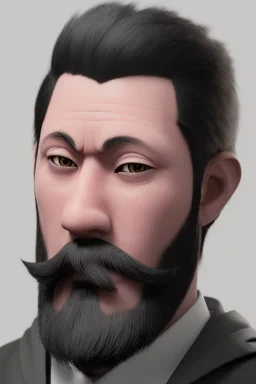 anime guy with a beard and a edgar cut