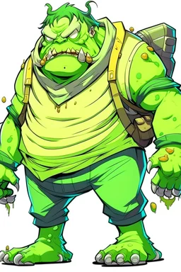 Anime man side character with huge body looks lime monsters , wearing a big mask on his mouth