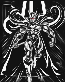 Dragman art illustration black background white color full body