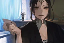 transform her into an elegant gothic cat-girl anime character