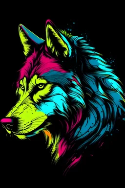 masterpiece, best quality, Siberian Wolf, simple logo background, in the style of japanese manga, duotone, professional quality panting, ultra detailed, joyful lightning, multiple colors with some shades, half body shot
