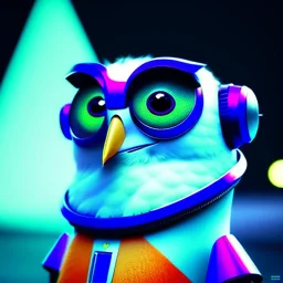 Retrato de bonito pajaro robot con estilo de Pixar 8k